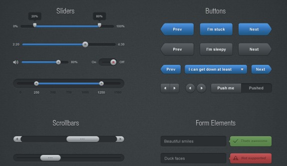四款上一页下一页和视频播放进度立体按钮PSD网