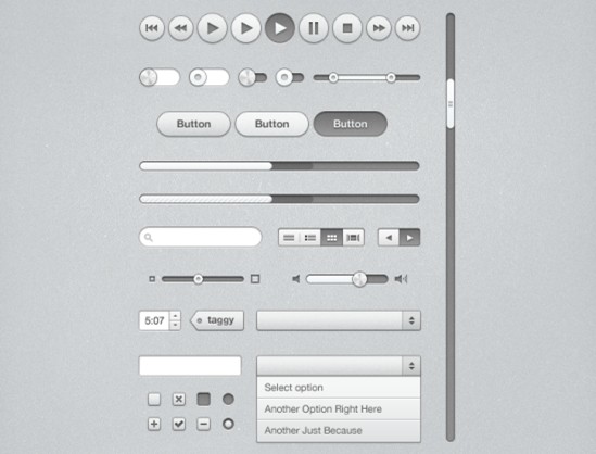灰色立体质感3D下拉框，滚动条，网页按钮，输入