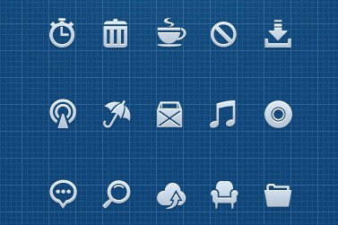Monochromatic iconset 漂亮的蓝色立体网页小图标PSD源