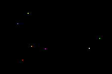 跟随和围绕鼠标旋转的七种色彩的小球js特效