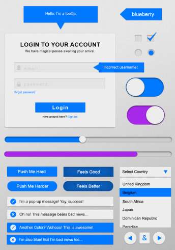 蓝色立体网页表单元素png背景