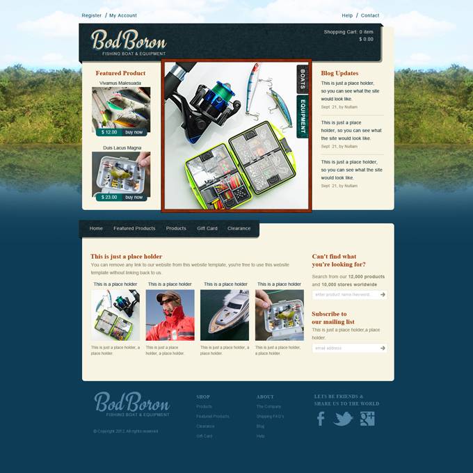 渔具网站PSD模板首页