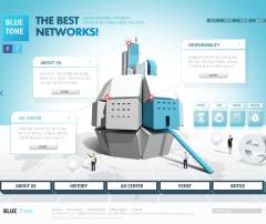 蓝色互联网公司网站PSD模板
