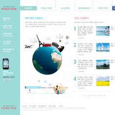 扁平化布局的韩国旅游网站PSD模板