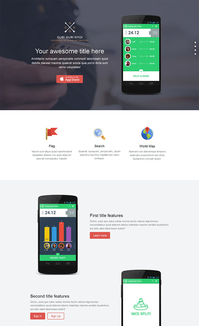 手机APP网站模板 - 大屏幕效果