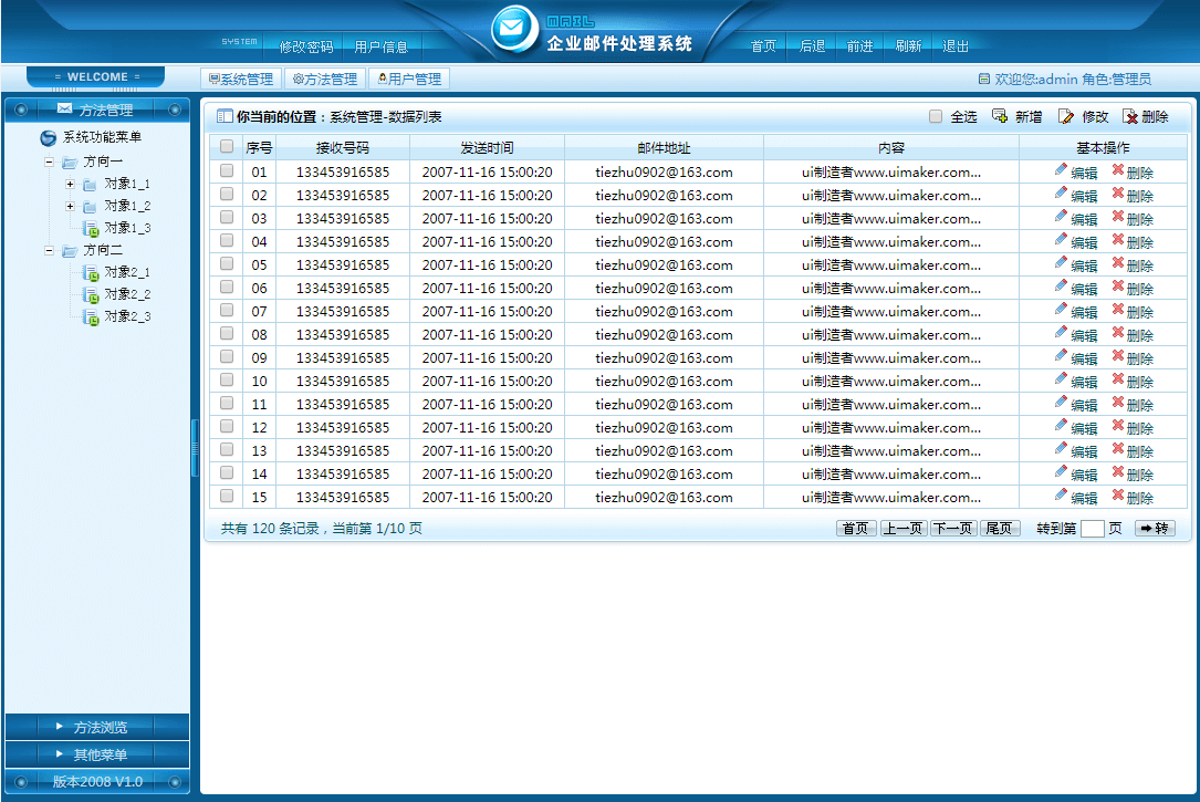 企业邮箱后台管理系统html模板