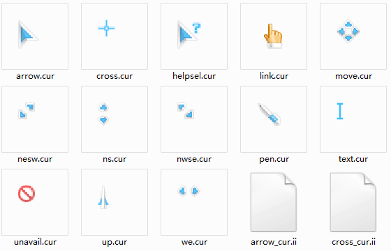 蓝色cur和ii格式鼠标下载