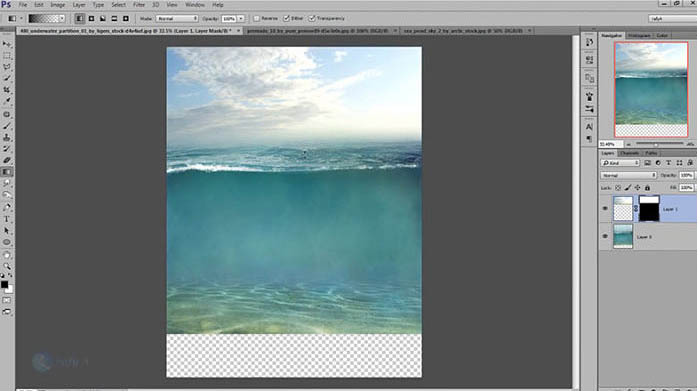 合成在海上被鲨鱼追逐的小孩子_我爱模板网