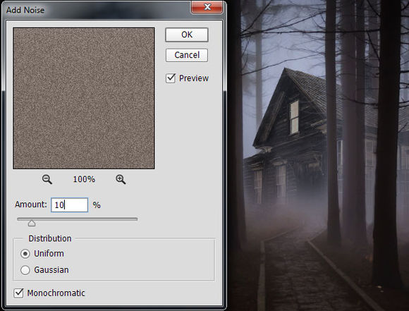 PS合成恐怖的林中小屋场景